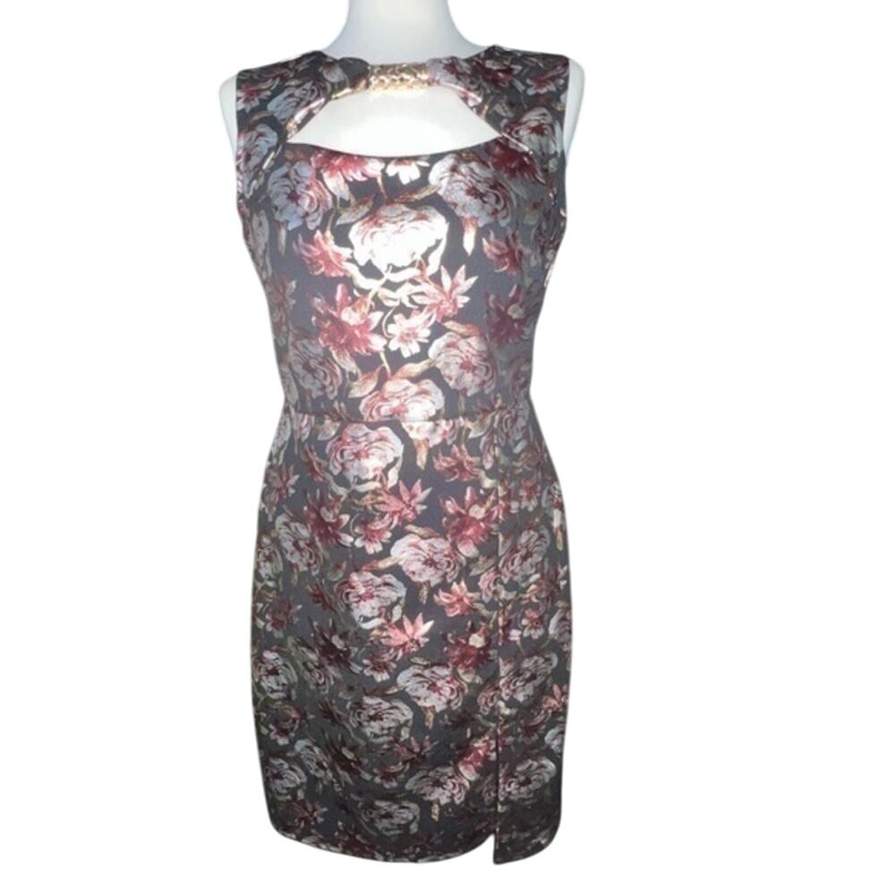 NWT LUXOLOGY FOIL SHEATH DRESS SZ M
